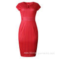Women Stripe Dress Summer Business Short Sleeve Dress